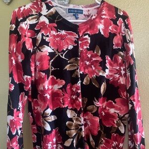 Karen Scott Floral button up sweater - size medium